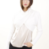 MAGLIA CROP CON SCOLLO INCROCIATO - Cream, TU