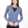 MAGLIA ADERENTE CON DETTAGLIO TRASPARENZA SULLO SCOLLO - Blu-jeans, TU