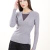 MAGLIA ADERENTE CON DETTAGLIO TRASPARENZA SULLO SCOLLO - Grigio scuro, TU