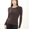 MAGLIA ADERENTE CON DETTAGLIO TRASPARENZA SULLO SCOLLO - Dark Brown, TU