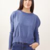 MAGLIA A MANICHE LUNGHE CON MICRO PAILLETTES - Blu-jeans, TU