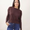 MAGLIA A MANICHE LUNGHE CON MICRO PAILLETTES - Dark Brown, TU