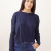 MAGLIA A MANICHE LUNGHE CON MICRO PAILLETTES - Navy, TU