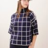 MAGLIA CON TRAMA A QUADRI - Navy, TU