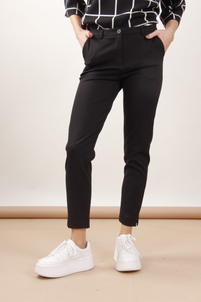 PANTALONI A SIGARETTA IN PUNTO MILANO - Black, S 