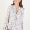 BLUSA IN VISCOSA CON FOGLIE - Cream, TU