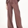 PANTALONI A PALAZZO CON PINCES - Dark Brown, M