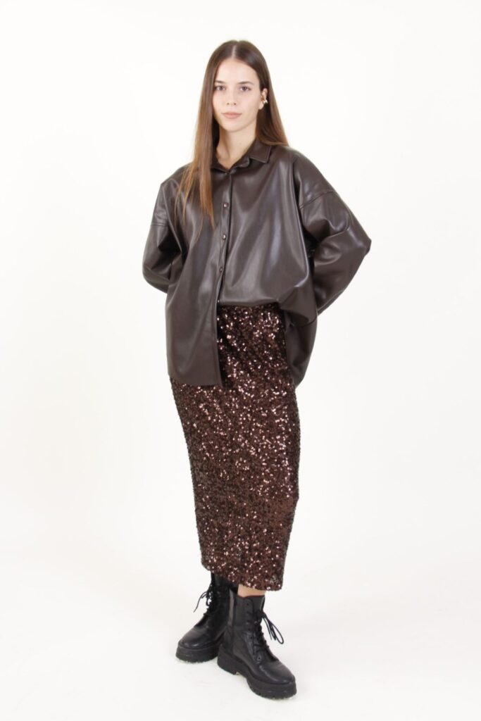 MIDI SKIRT WITH SEQUINS 