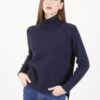 MAGLIONE A COLLO ALTO CON CUCITURE IN RILIEVO - Blue, TU