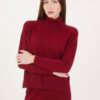 MAGLIONE A COLLO ALTO CON CUCITURE IN RILIEVO - Bordeaux, TU