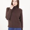 MAGLIONE A COLLO ALTO CON CUCITURE IN RILIEVO - Dark Brown, TU