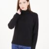 MAGLIONE A COLLO ALTO CON CUCITURE IN RILIEVO - Black, TU