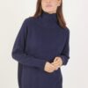 MAGLIONE A COLLO ALTO CON MICRO PAILLETTES - Navy, TU