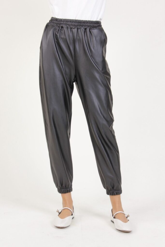 JOGGER IN ECOPELLE - Black, S 