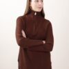 MAGLIA A COSTINE CON ZIP SUL COLLO - Dark Brown, TU