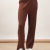 PANTALONI IN MAGLIA A COSTINE - Dark Brown, TU