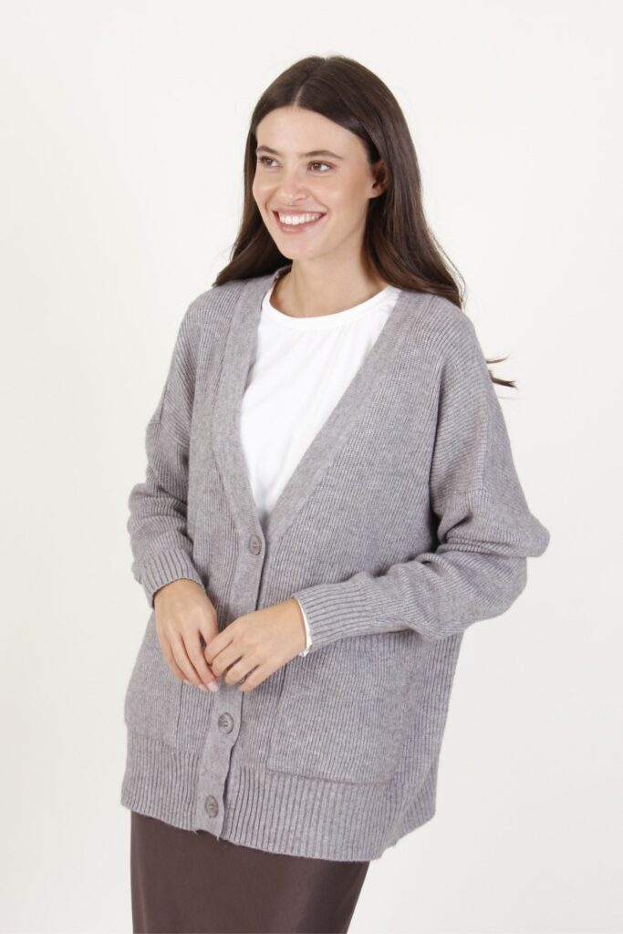 CARDIGAN OVERSIZE - Grigio, TU 