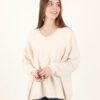 MAGLIA SCOLLO A V IN MISTO LANA - Beige, TU