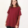 T-SHIRT CON MANICHE IN PIZZO - Bordeaux, TU