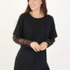 T-SHIRT CON MANICHE IN PIZZO - Black, TU