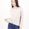 MAGLIA OVER CON SCOLLO ROTONDO E CUCITURE IN EVIDENZA - Beige, TU