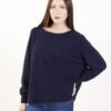 MAGLIA OVER CON SCOLLO ROTONDO E CUCITURE IN EVIDENZA - Blue, TU