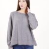 MAGLIA OVER CON SCOLLO ROTONDO E CUCITURE IN EVIDENZA - Grigio, TU