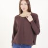 MAGLIA OVER CON SCOLLO ROTONDO E CUCITURE IN EVIDENZA - Dark Brown, TU