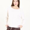 MAGLIA OVER CON SCOLLO ROTONDO E CUCITURE IN EVIDENZA - Cream, TU