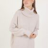 MAGLIONE A COLLO ALTO AD ANELLO CON MICRO PAILLETTES - Beige, TU