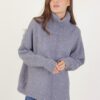 MAGLIONE A COLLO ALTO AD ANELLO CON MICRO PAILLETTES - Grey, TU