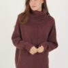 MAGLIONE A COLLO ALTO AD ANELLO CON MICRO PAILLETTES - Dark Brown, TU