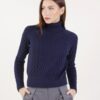 MAGLIONE A COLLO ALTO A TRECCE - Blue, TU