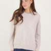 MAGLIONE GIROCOLLO  CON MICRO PAILLETTES - Beige, TU