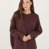 MAGLIONE GIROCOLLO  CON MICRO PAILLETTES - Dark Brown, TU