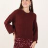 MAGLIONE OVERSIZE IN MISTO LANA - Bordeaux, TU