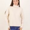 MAGLIA A COLLO ALTO TEXTURE QUADRI - Beige, TU