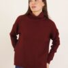 MAGLIA A COLLO ALTO TEXTURE QUADRI - Bordeaux, TU