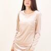 MAGLIA A MANICHE LUNGHE IN VELLUTO - Beige, TU