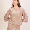 MAGLIA CON PAILLETTES E SPALLINE IMBOTTITE - Beige, TU