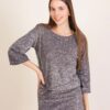 MAGLIA CON PAILLETTES E SPALLINE IMBOTTITE - Grigio, TU