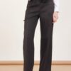 PANTALONE A PALAZZO CON FIORE - Nero, S