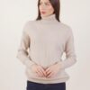 MAGLIA A COLLO ALTO CON MICRO PAILLETTES - Beige, TU