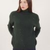 MAGLIA A COLLO ALTO CON MICRO PAILLETTES - Verde bottiglia, TU