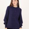 MAGLIA MANICHE LUNGHE A PALLONCINO CON PAILLETTES - Blu, TU