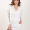 MAGLIONE OVERSIZE CON SCOLLO A V E PAILLETTES - Cream, TU