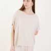 MAGLIA IN TESSUTO FLUIDO A MANICHE CORTE - Beige, TU