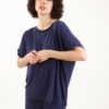 MAGLIA IN TESSUTO FLUIDO A MANICHE CORTE - Blu, TU