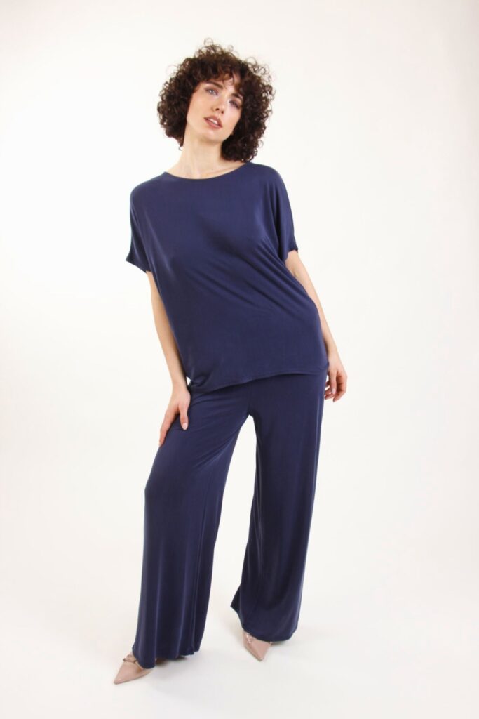 VISCOSE TROUSERS WITH ELASTIC WAISTBAND 