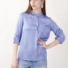 CAMICIA SATIN CON COLLETTO ALLA COREANA E MANICHE ARROTOLABILI - Iris, M